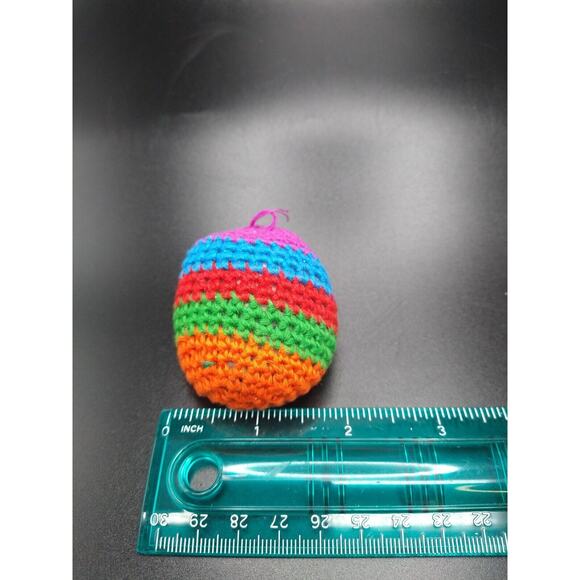 Lot of 5 Vintage 90s Crochet Rainbow Footbags Hacky Sack Style Hippy Bean Bags - Picture 5 of 9